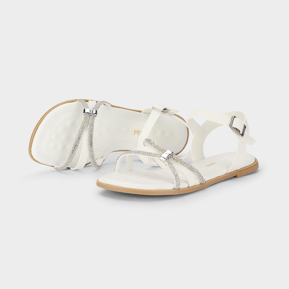 Shine Kids' Party Sandals in White with Rhinestones — Bibi UK