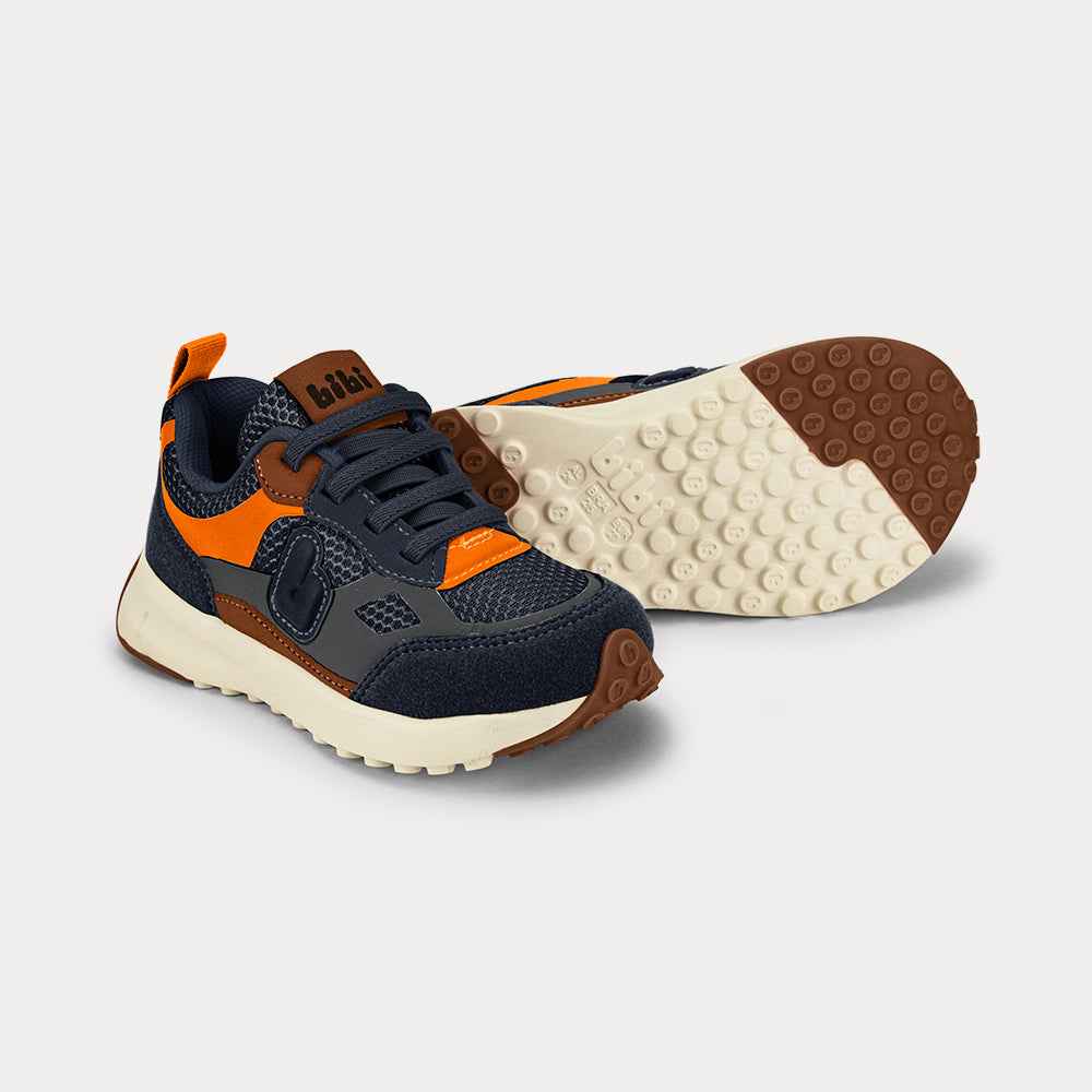 Jogging Sneakers navy, orange and caramel