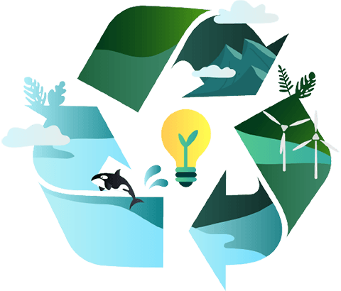 Recycle symbol with nature elements