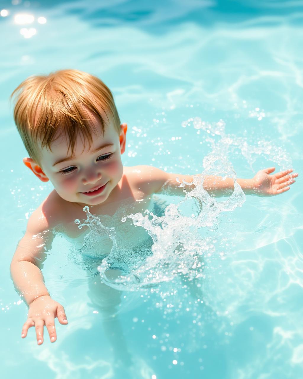 Kid splashing in pool water