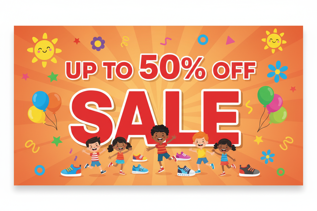 KIDS FOOTWEAR SUMMER SALE WITH UP TO 50% OFF THE ORIGINAL PRICE.