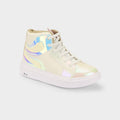 Glam sneakers in white with holographic detail