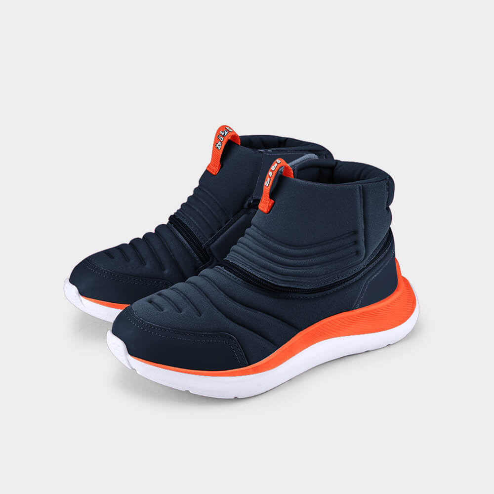 Bibi For All boots in navy and orange