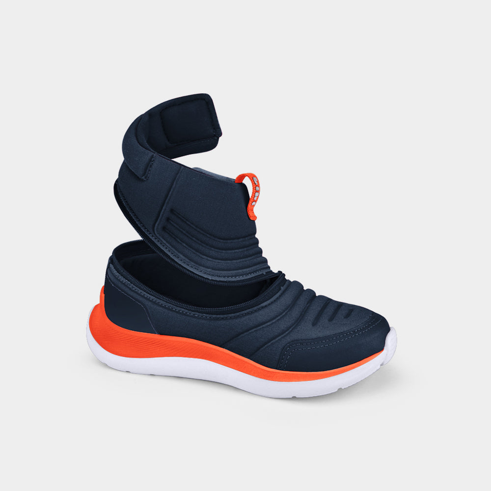 Bibi For All boots in navy and orange
