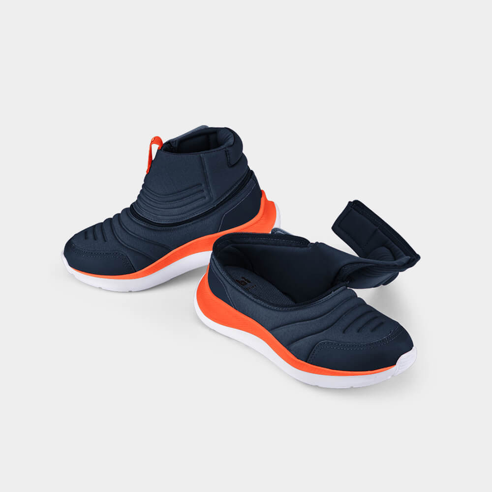 Bibi For All boots in navy and orange