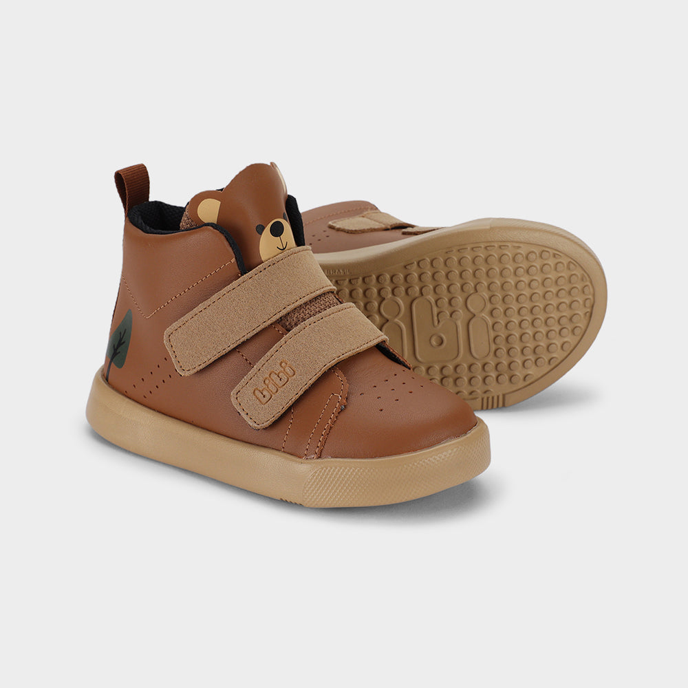 AGILITY MINI II - Kid's Boot-Style Shoes With Bear Motif in Brown