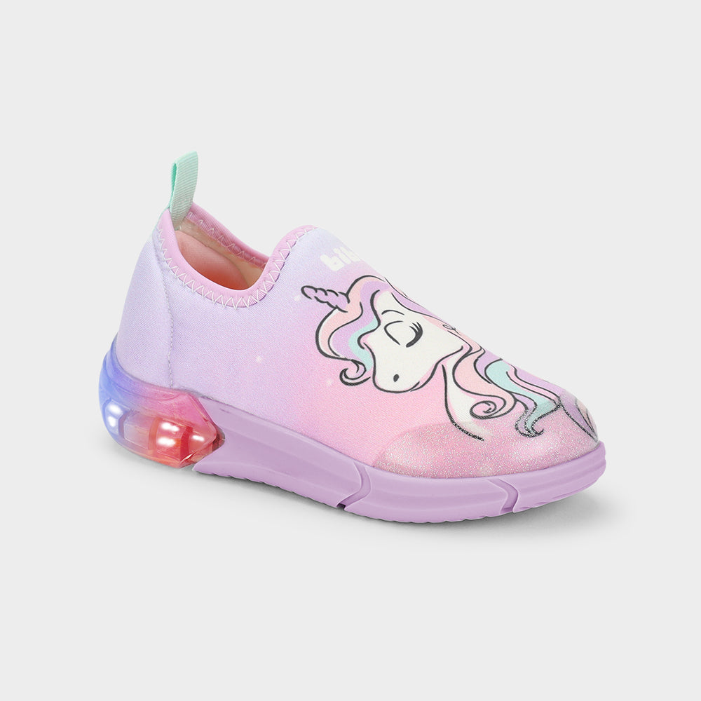 Space light up sneaker in pink with unicorn