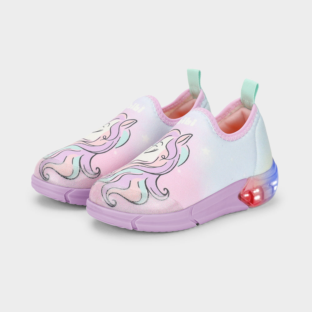 Space light up sneaker in pink with unicorn