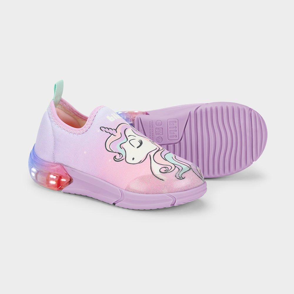 Space light up sneaker in pink with unicorn