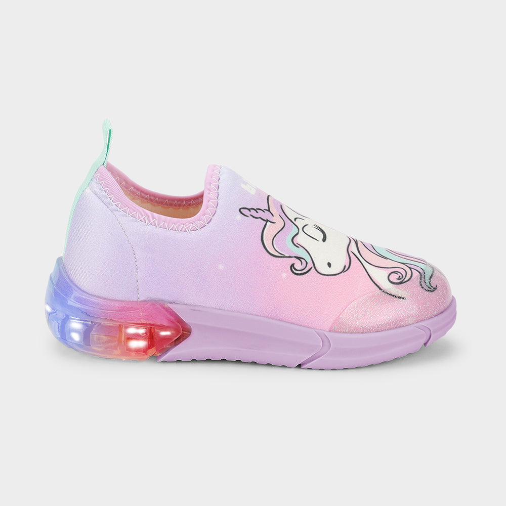 Space light up sneaker in pink with unicorn