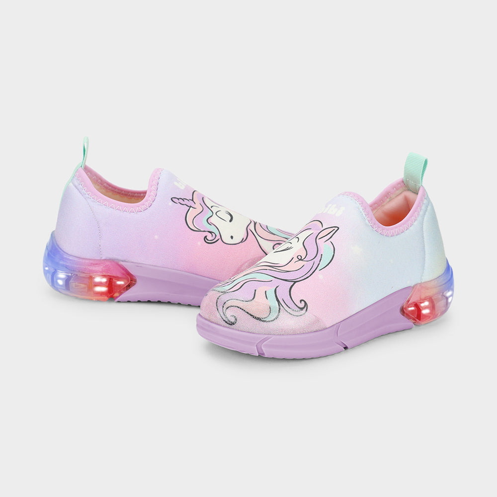 Space light up sneaker in pink with unicorn