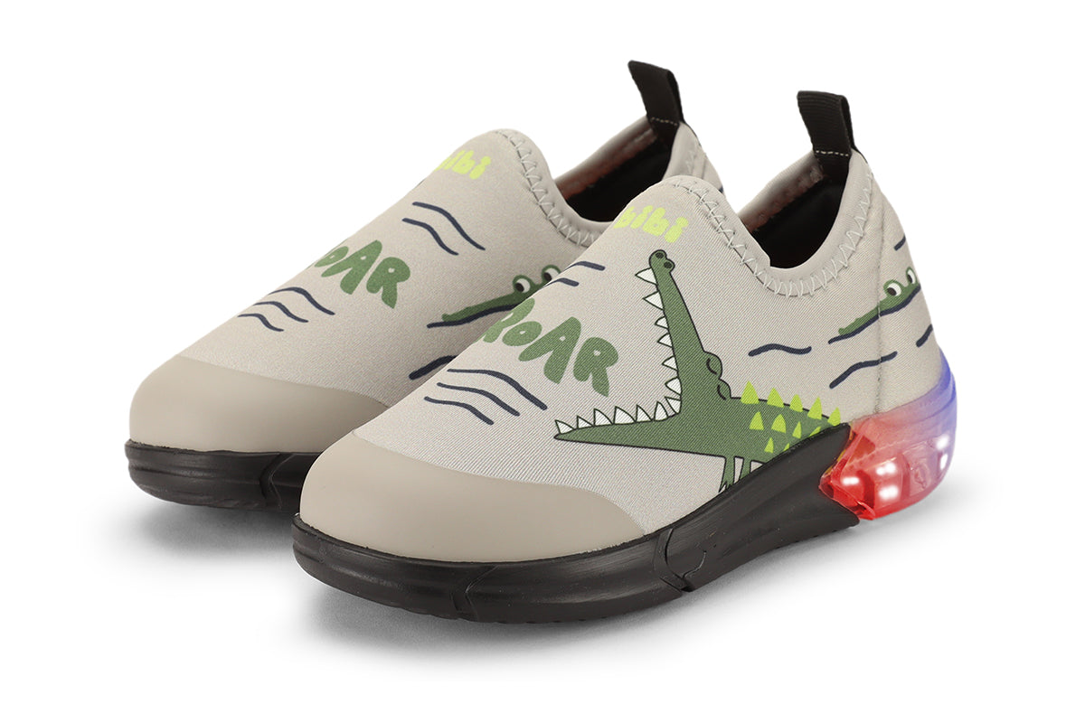 Space Kids' Light-Up Trainers in Grey — Flashing Sole — Bibi UK