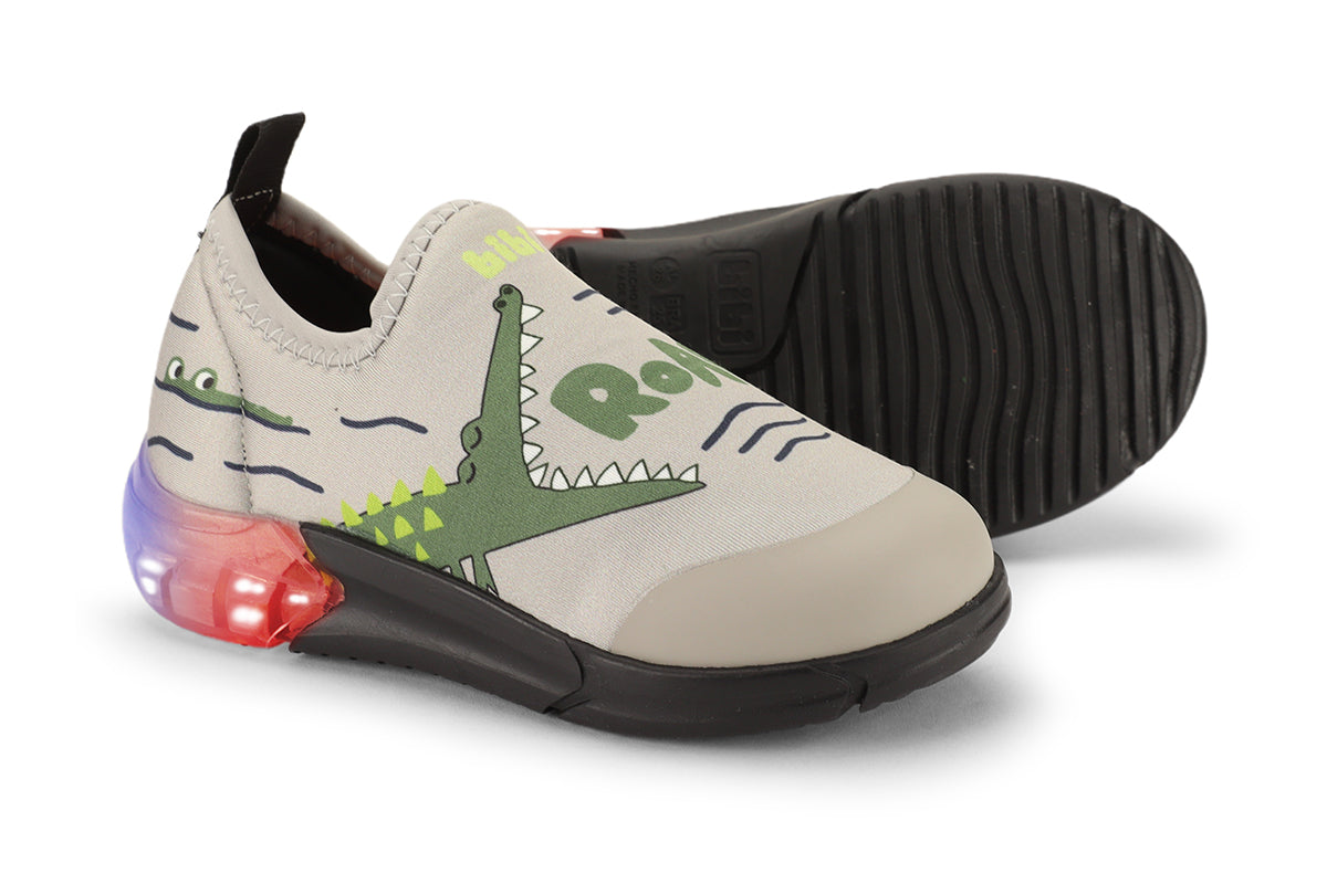 Space Kids' Light-Up Trainers in Grey — Flashing Sole — Bibi UK
