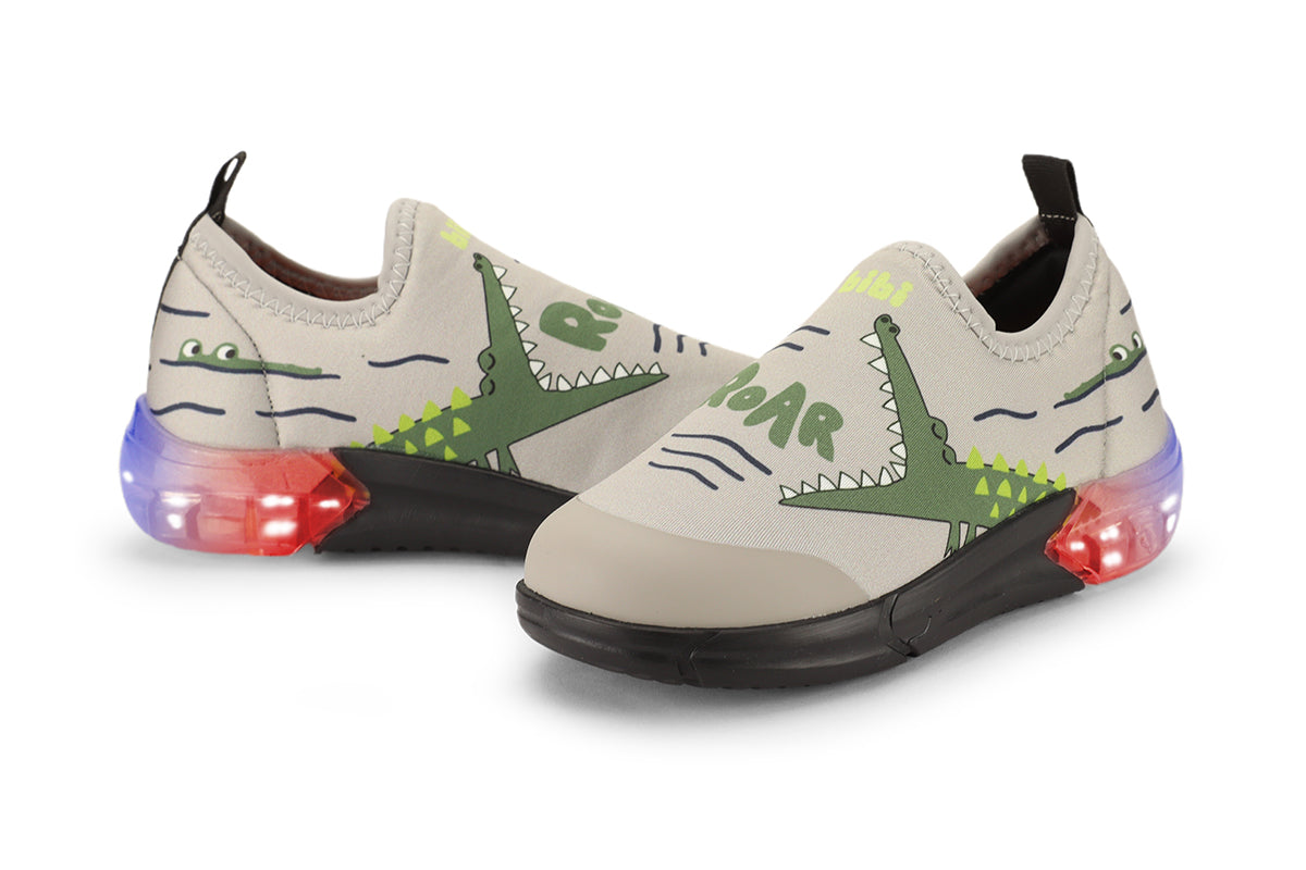 Space Kids' Light-Up Trainers in Grey — Flashing Sole — Bibi UK