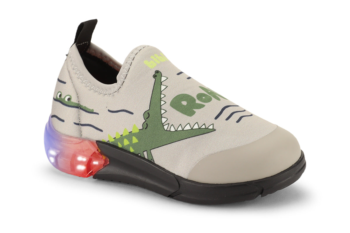 Space Kids' Light-Up Trainers in Grey — Flashing Sole — Bibi UK