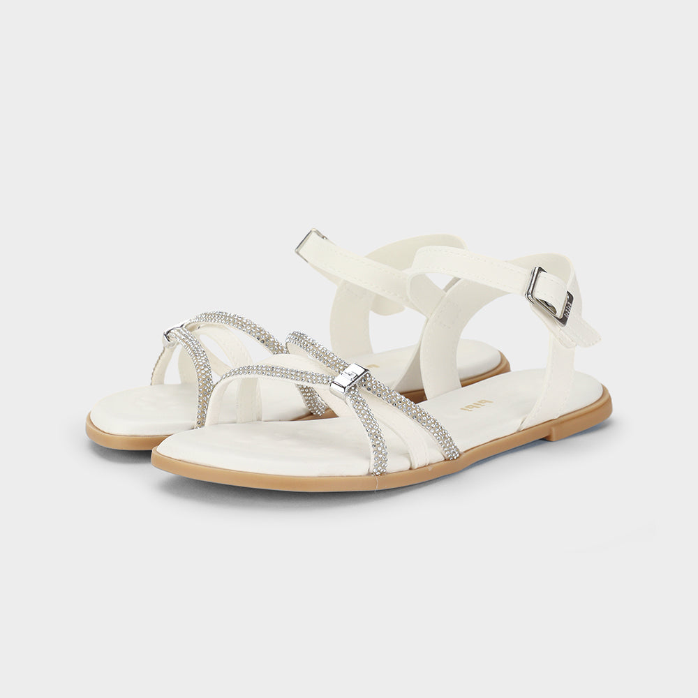Shine Kids' Party Sandals in White with Rhinestones — Bibi UK