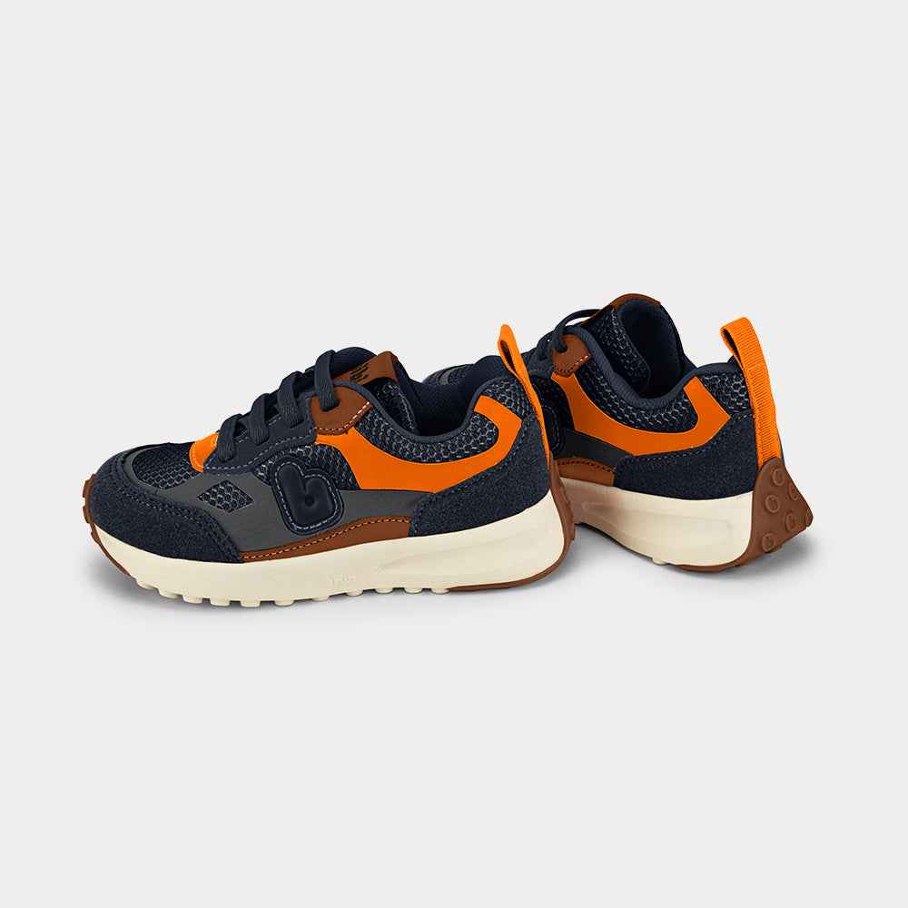 Jogging Sneakers navy, orange and caramel