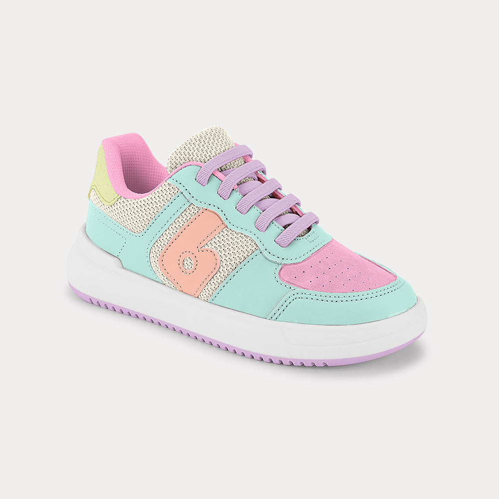 B-College sneakers in milk, light pink and green