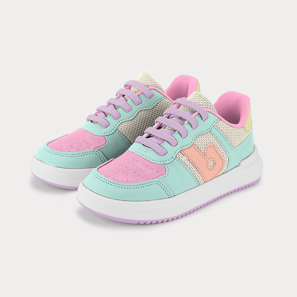 B-College sneakers in milk, light pink and green