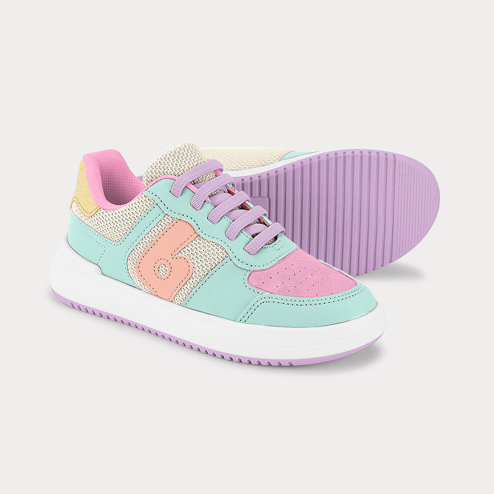 B-College sneakers in milk, light pink and green