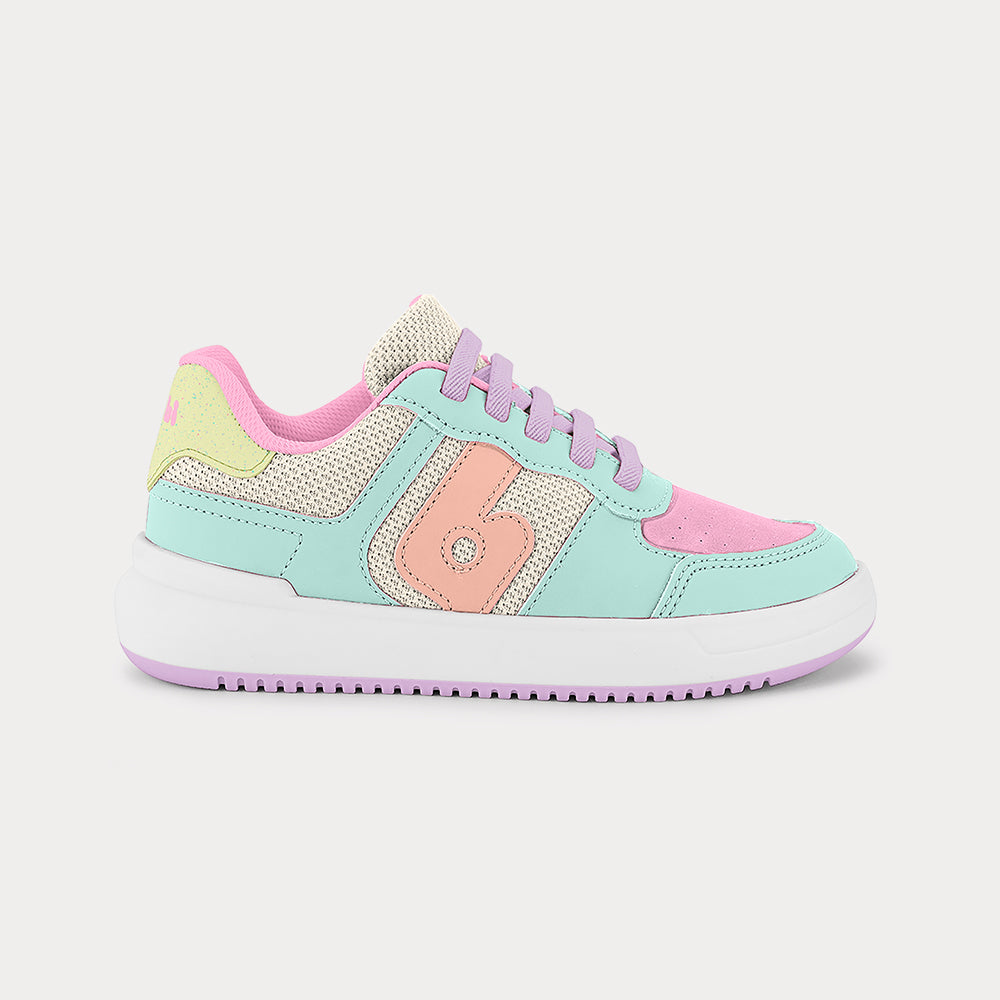 B-College sneakers in milk, light pink and green