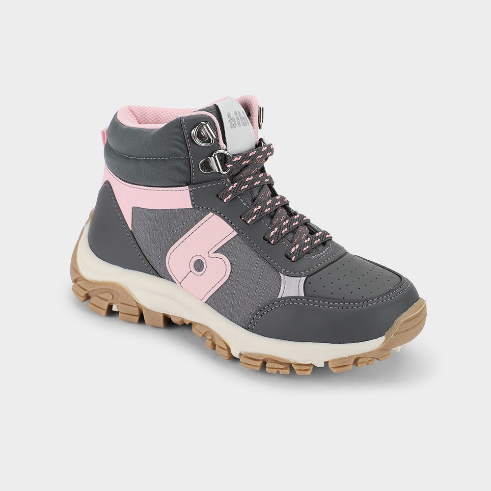 TRAIL - Kid's Walking Sneakers in Grey and Pink