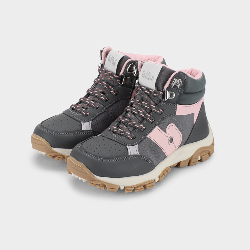 TRAIL - Kid's Walking Sneakers in Grey and Pink