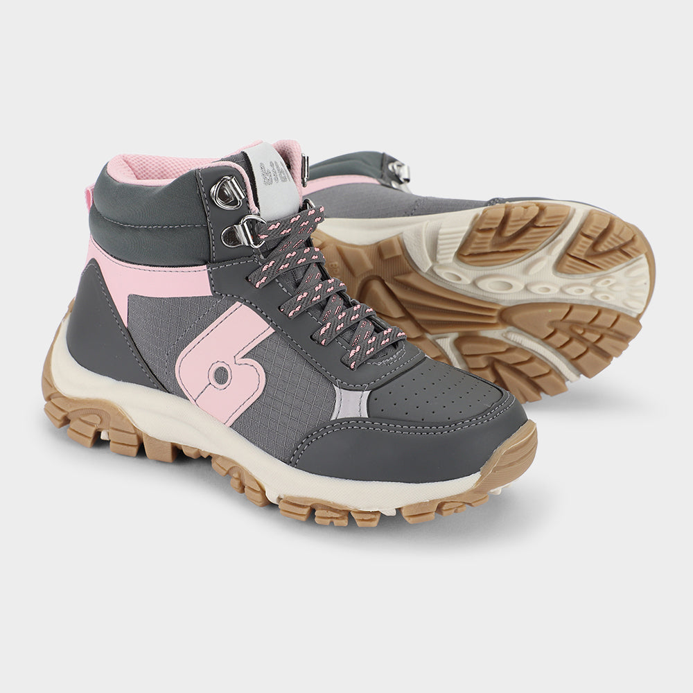 TRAIL - Kid's Walking Sneakers in Grey and Pink