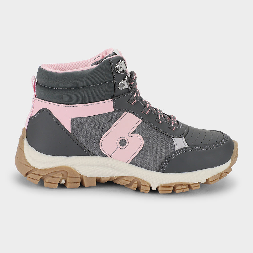 TRAIL - Kid's Walking Sneakers in Grey and Pink