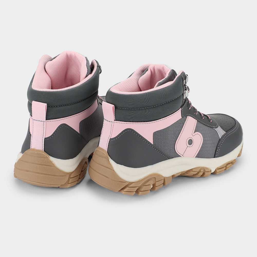 TRAIL - Kid's Walking Sneakers in Grey and Pink