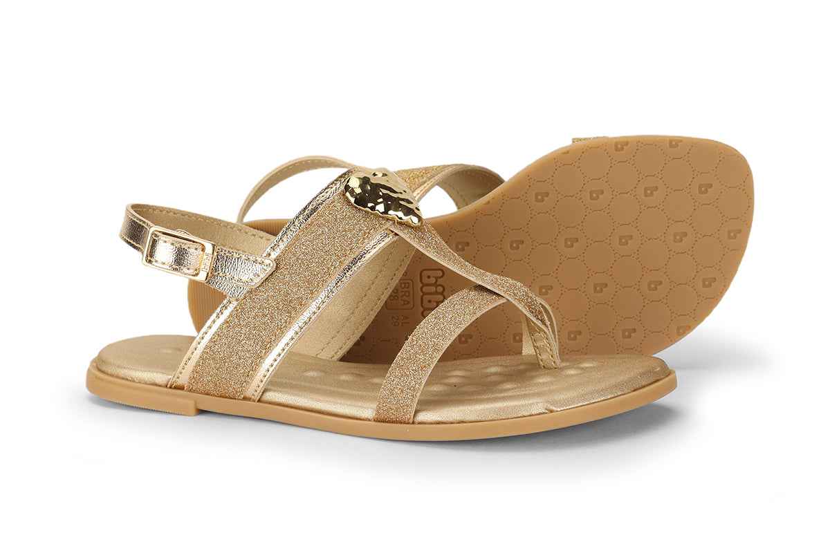 Shine Kids Sandal in Gold Glitter.