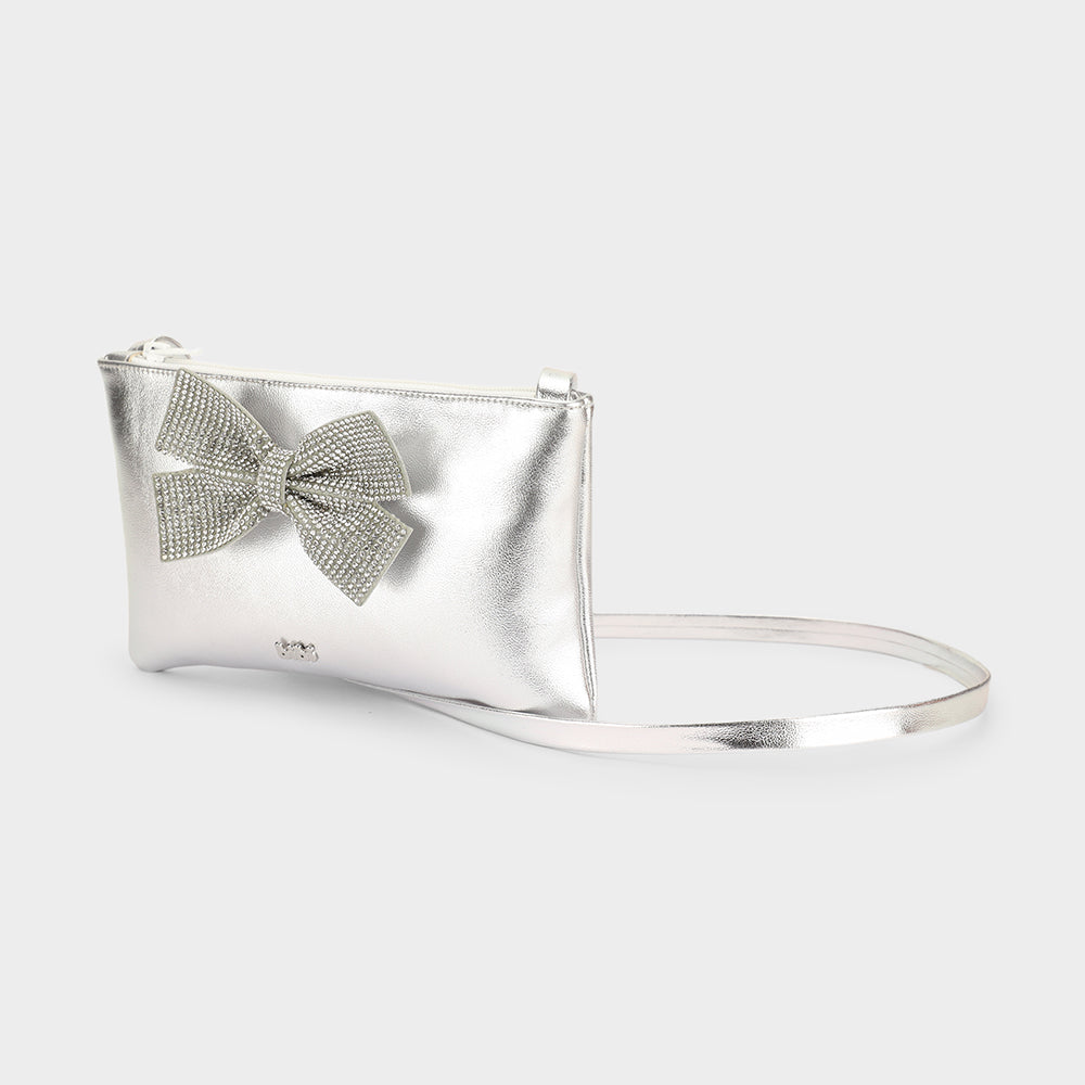 Kids' silver bag with bow detail